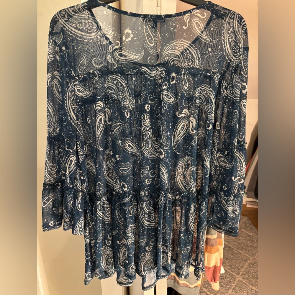 Ava & Grace Navy Blue Paisley Blouse